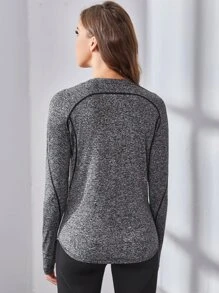 Seamluxe SHEIN Sport 2 piezas Camiseta deportiva sin costuras de punto acanalado sólida, top sin mangas para entrenamiento - Gris - Ver 2