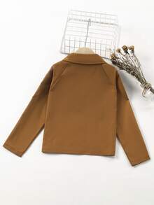 Niñas Gabardinas de manga raglán con botón delantero - Marrón - Ver 2
