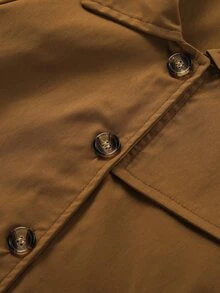 Niñas Gabardinas de manga raglán con botón delantero - Marrón - Ver 5
