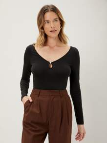 MOTF PREMIUM Camiseta con abertura - Negro - Ver 3