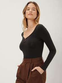 MOTF PREMIUM Camiseta con abertura - Negro - Ver 8