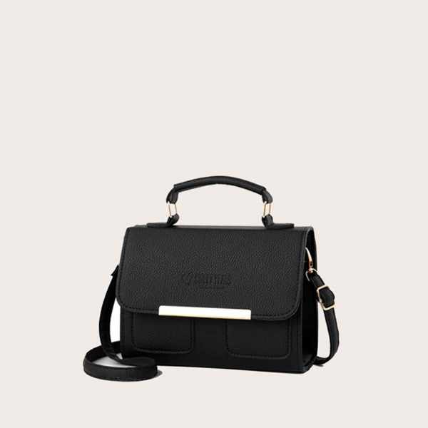 

Minimalist Flap Satchel Bag, Black