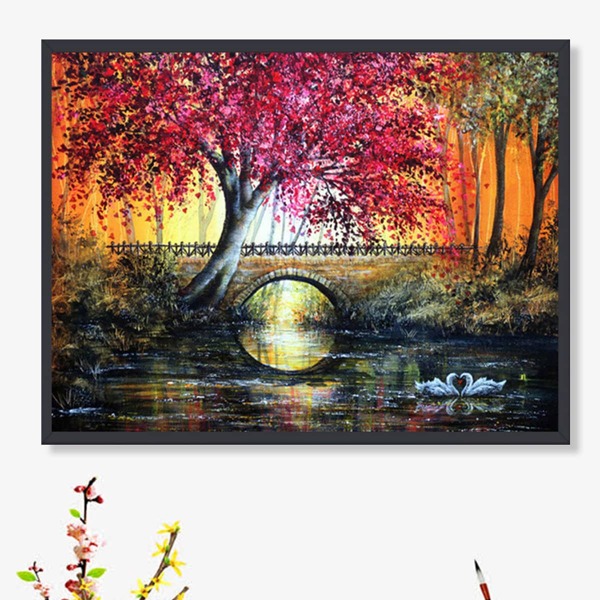 

Landscape Print DIY Diamond Unframed Painting, Multicolor