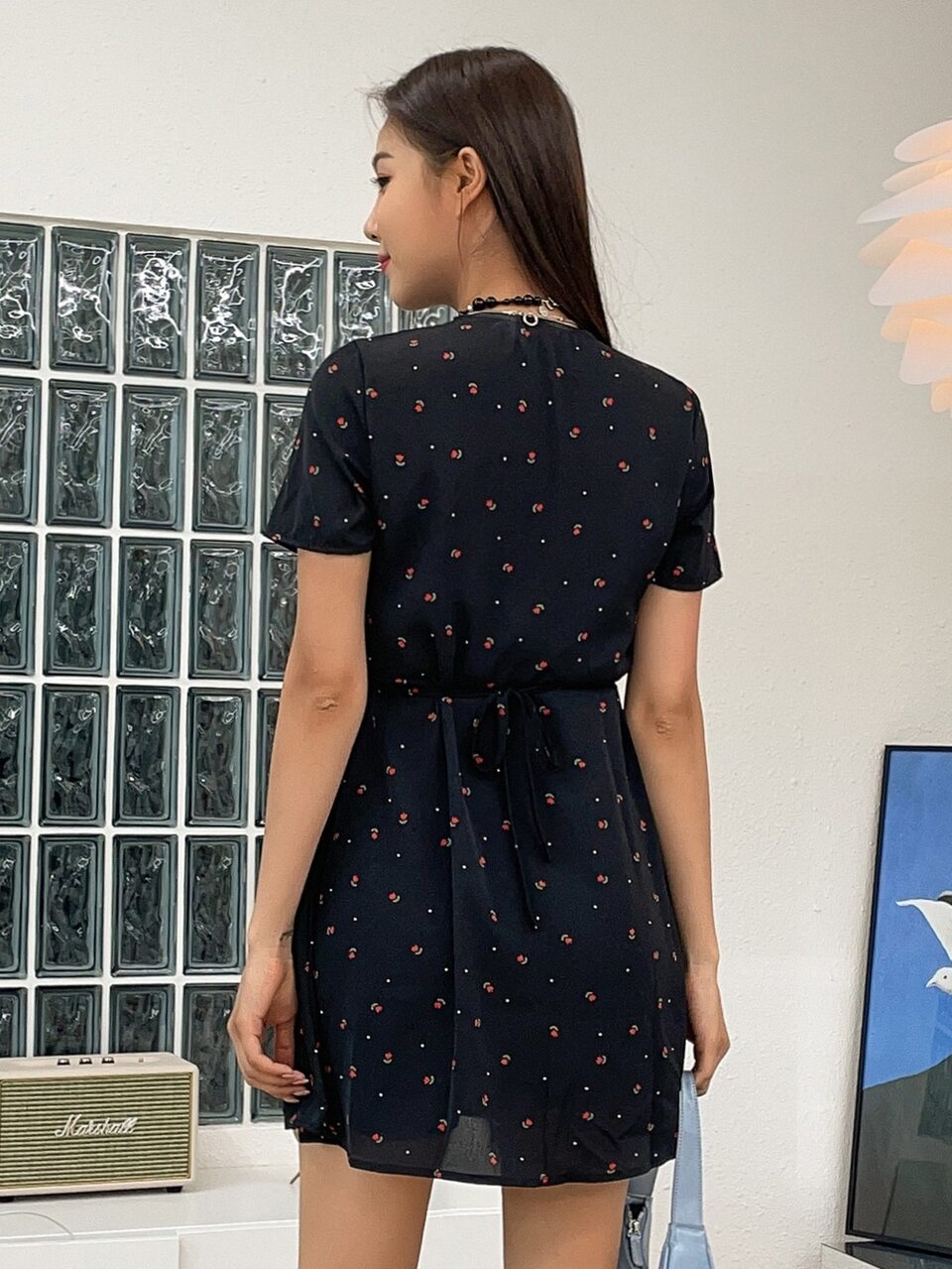 Ditsy Floral & Polka Dot Print Dress