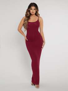 SHEIN SXY Solid Bodycon Cami Dress - Burgundy - View 4
