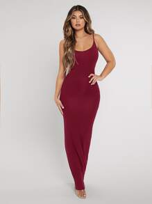 SHEIN SXY Solid Bodycon Cami Dress - Burgundy - View 5