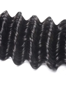 Fasci di capelli umani vergini neri naturali a onde profonde da 1pz, fasci di tessuto da 8-30 pollici per donne
