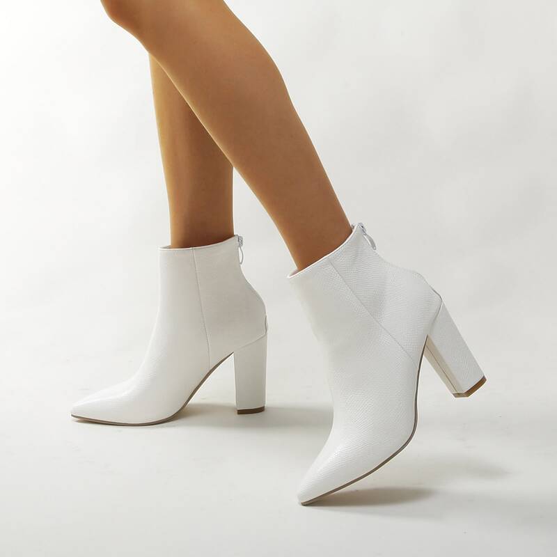 

Back Zip Ankle Classic Boots, White
