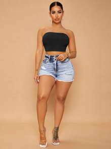 SHEIN SXY Lace Up Backless Crop Tube Top