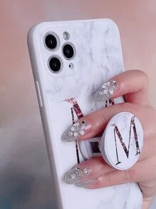 Letter Graphic Phone Case With Stand-Out Phone Grip Compatible With IPhone 11,IPhone 13,IPhone 14 Pro Max - Multicolor - View 4