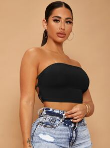 SHEIN SXY Lace Up Backless Crop Tube Top