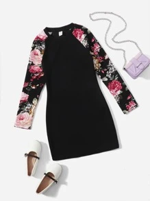 SHEIN Đầm Gái Hoa Ăn mặc đẹp - màu đen - Xem 1