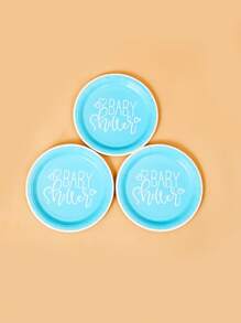 10pcs Baby Shower Party Disposable Plate - Blue and White - View 1