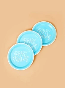 10pcs Baby Shower Party Disposable Plate - Blue and White - View 2