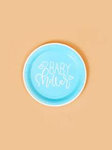 10pcs Baby Shower Party Disposable Plate - Blue and White - View 3