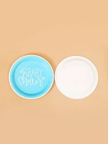 10pcs Baby Shower Party Disposable Plate - Blue and White - View 4