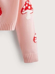 SHEIN Qutie Mushroom Pattern Cardigan - Baby Pink - View 4