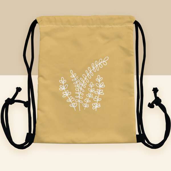 

Plant Graphic Drawstring Bag, Yellow