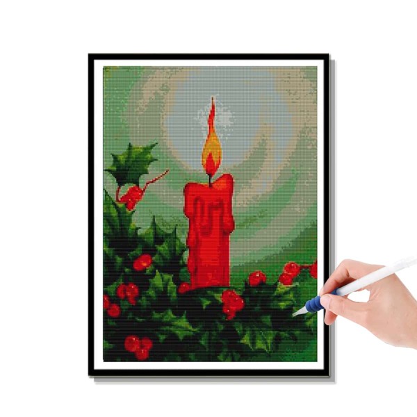 

DIY Алмазная картина без рамы свеча принтом, Многоцветный