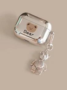 苹果泰迪熊可爱东西银色 Y2k 卡通熊图案保护壳兼容 AirPods1/2 AirPods Pro - 彩色 - 查看 2