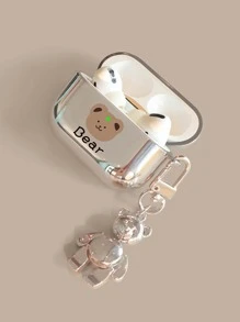 苹果泰迪熊可爱东西银色 Y2k 卡通熊图案保护壳兼容 AirPods1/2 AirPods Pro - 彩色 - 查看 3