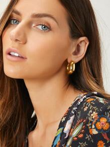 MOTF PREMIUM 極簡風格圓耳環 - 金黃色 - 查看 3