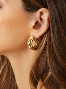 MOTF PREMIUM 極簡風格圓耳環 - 金黃色 - 查看 5