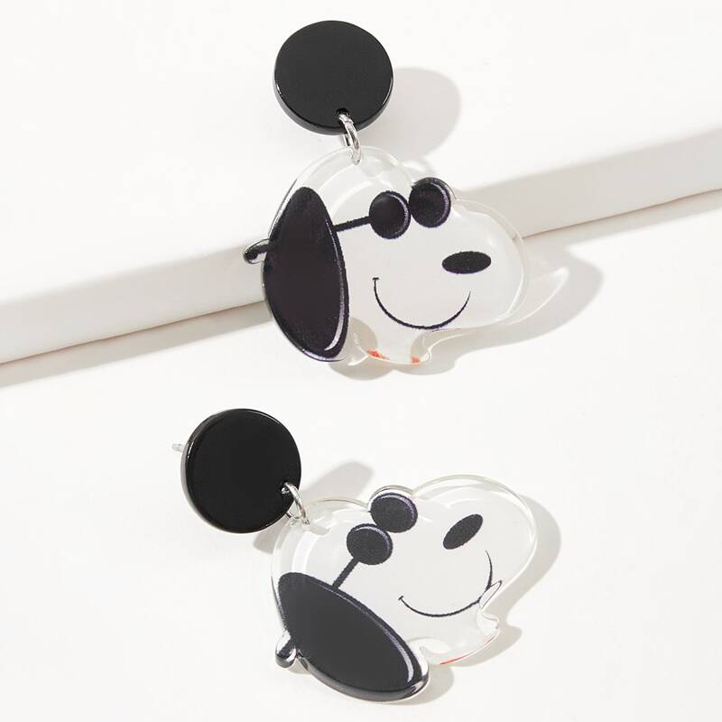

Cartoon Dog Drop Earrings, Multicolor