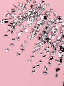 1 hộp trang trí móng nghệ thuật hình học DIY mặt dây chuyền đá quý làm móng tay - Bạc - Xem 3