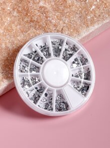 1 hộp trang trí móng nghệ thuật hình học DIY mặt dây chuyền đá quý làm móng tay - Bạc - Xem 4