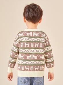 SHEIN Toddler Girls Animal & Geo Pattern Drop Shoulder Jumper - Multicolor - View 2