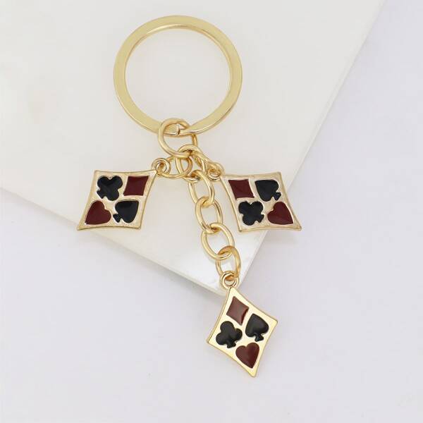 

Playing Card Symbol Charm Keychain, Multicolor