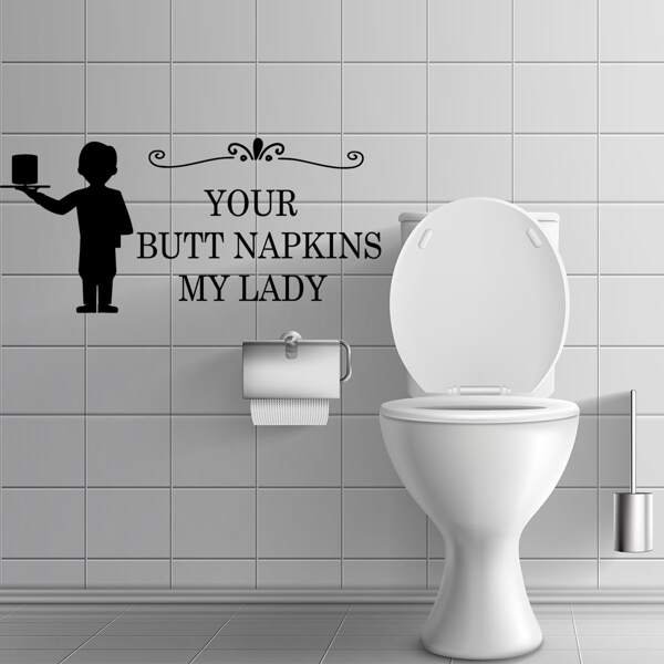 

1pc Slogan Graphic Wall Sticker, Black