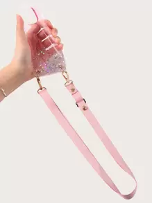 Ốp lưng điện thoại trang trí đính sequin màu hồng táo Baby có dây đeo tương thích với iPhone 11, iPhone 13, iPhone 14 Pro Max - Hồng - Xem 2