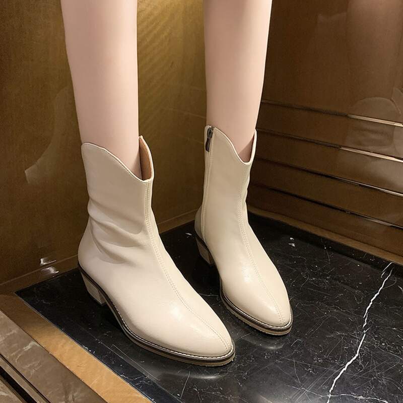 

Side Zip Riding Boots, Beige