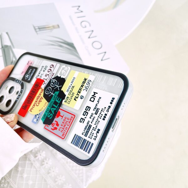 

Mix Label Pattern Phone Case, Clear
