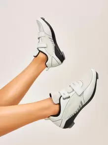 Contrast Binding Hook-And-Loop Fastener Strap Sneakers Tainers