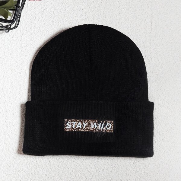 

Letter Graphic Beanie, Black