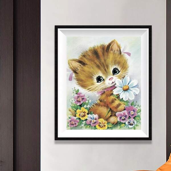 

Cat Print DIY Diamond Unframed Painting, Multicolor