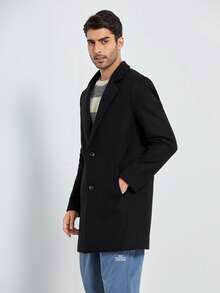 GENTILAND Áo choàng Nam Túi Nút phía trước màu trơn Công việc - màu đen - Xem 4