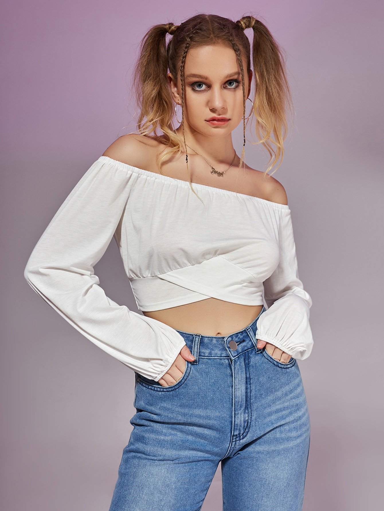 トップス Eaphi MULTI SHOULDER PARTS RIB TOPS Our Solid Off The Shoulder Crop Top is such a vibe - ROMWE