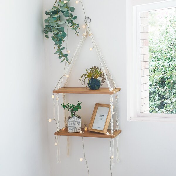 

1pc 2 Layer Woven Wall Hanging, Beige