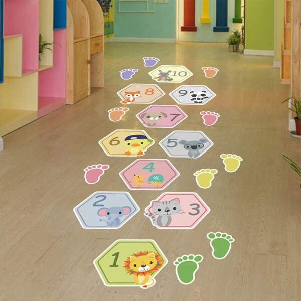 

1set Cartoon Graphic Floor Sticker, Multicolor