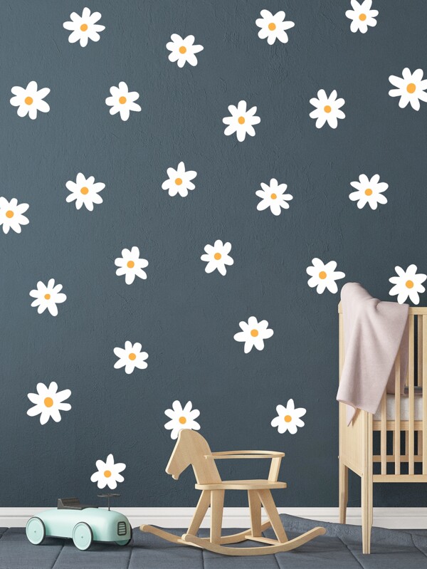 1pc Daisy Print Wall Sticker, Self Adhesive Wall Art Decal For Home Decor, Stickers, Wall Decal, Vinly Decal For Home Decorations, Spring Decoration Items Refresh Your Home, Festival Decoration Stickers Gifts Birthday Graduation