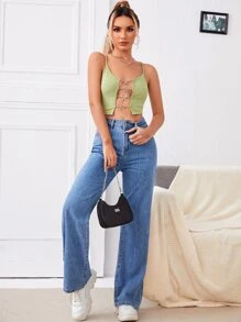 SHEIN SXY 蝴蝶鏈條連接吊帶短上衣 - 薄荷綠 - 查看 3