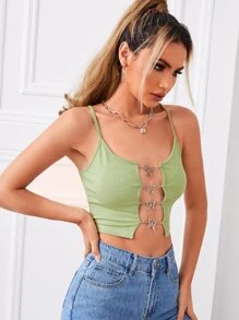 SHEIN SXY 蝴蝶鏈條連接吊帶短上衣 - 薄荷綠 - 查看 4