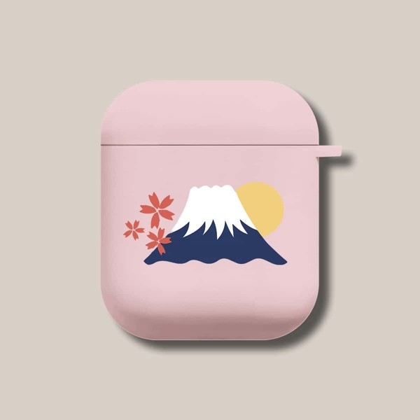 

Чехол для Airpods гора с рисунком, Розовые
