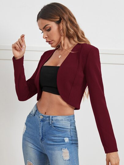 K-Vae Solid Open Front Crop Jacket In Fall/Winter