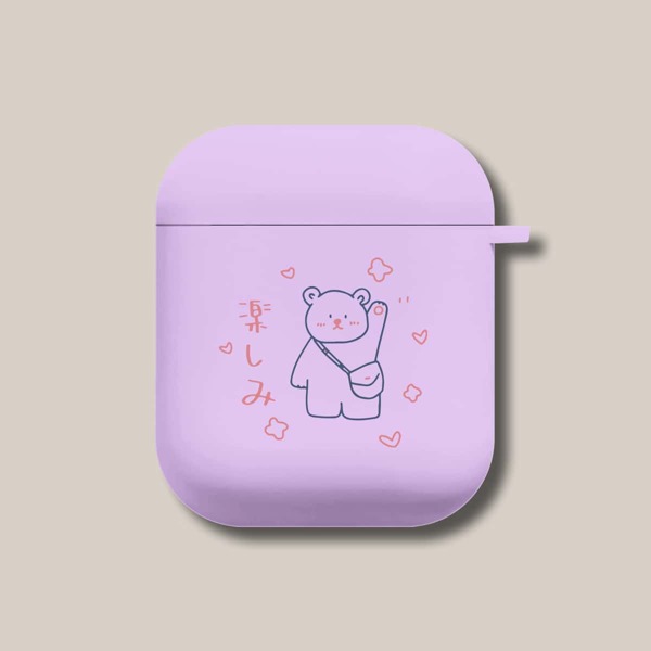 

Чехол для Airpods с узором медведя, Пурпурный
