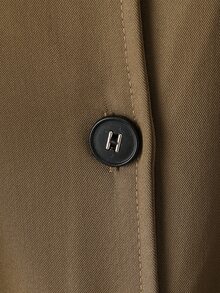 Niñas Gabardina ribete con fruncido con cinturón - Marrón Mocha - Ver 4